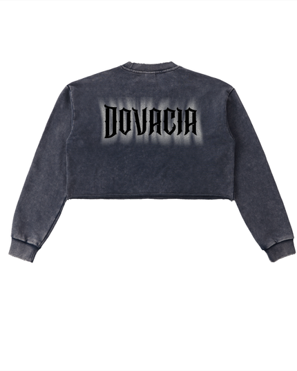 Snow Washed Raw Edge Cropped Sweatshirt