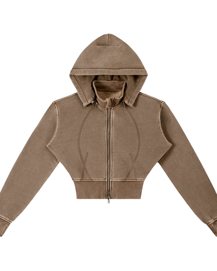 Vintage Washed Cropped Fleece Hoodie