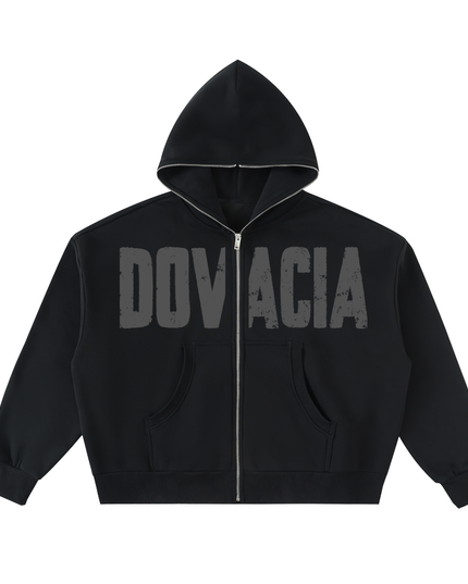 Fleeced Full-Zip Boxy Hoodie