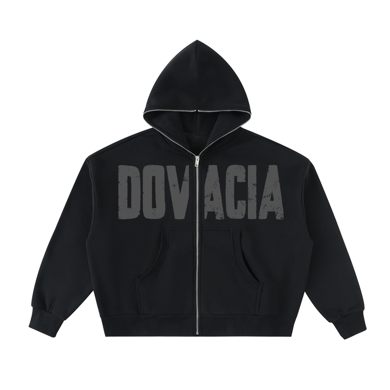 Fleeced Full-Zip Boxy Hoodie