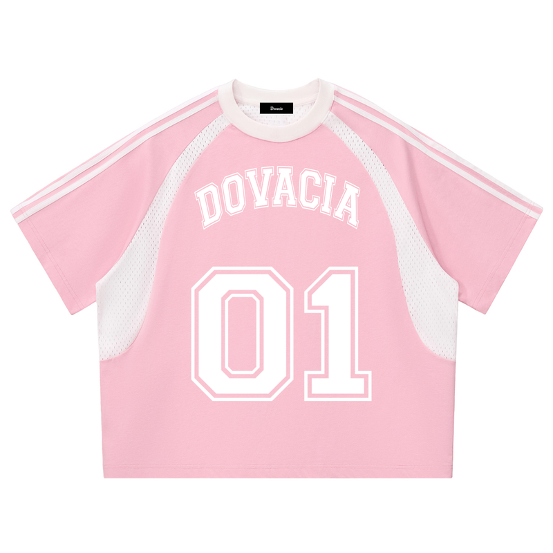 Contrast Stripes Panel Mesh T-shirt