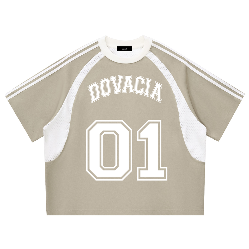 Contrast Stripes Panel Mesh T-shirt