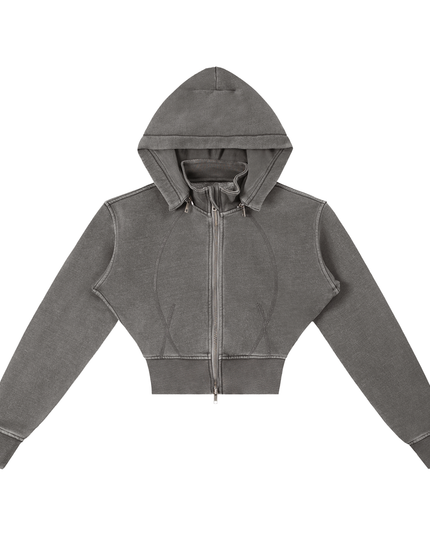 Vintage Washed Cropped Fleece Hoodie