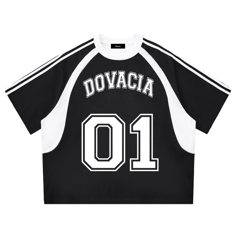 Contrast Stripes Panel Mesh T-shirt