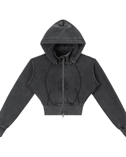 Vintage Washed Cropped Fleece Hoodie