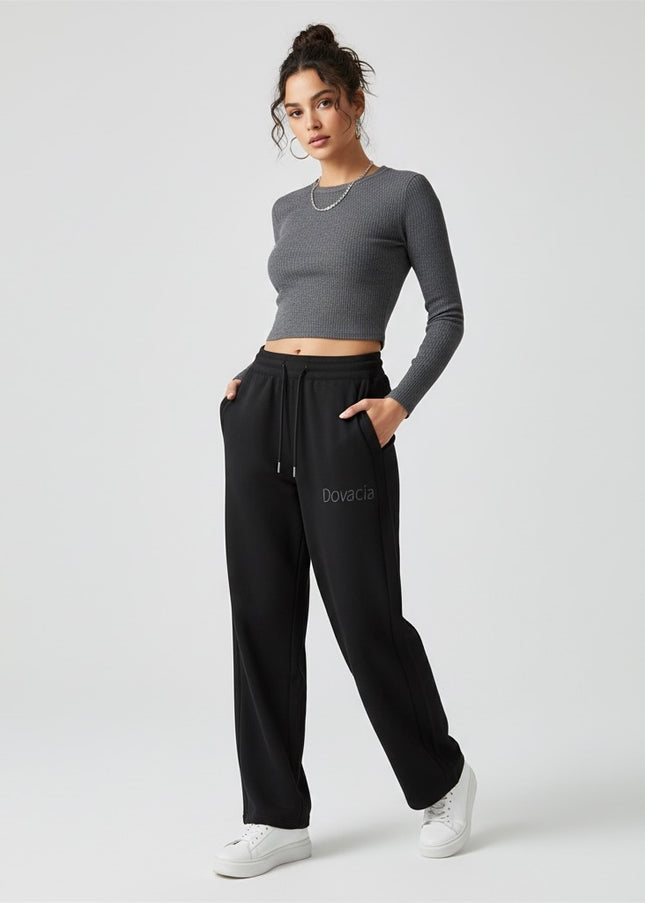Essential Drawstring Straight-Leg Sweatpants