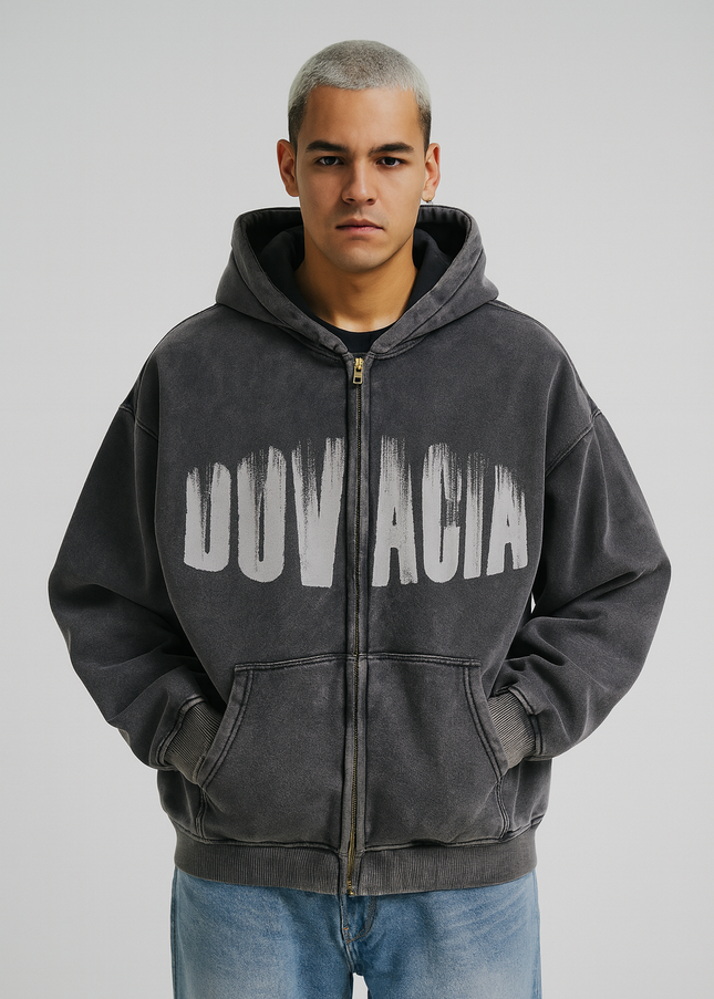Zip-Through Boxy Fleece Hoodie