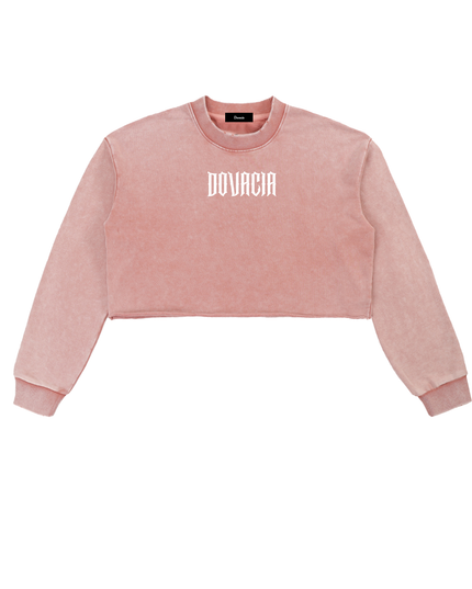 Snow Washed Raw Edge Cropped Sweatshirt