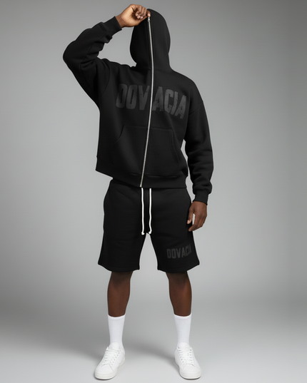 Fleeced Full-Zip Boxy Hoodie