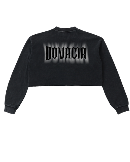 Snow Washed Raw Edge Cropped Sweatshirt