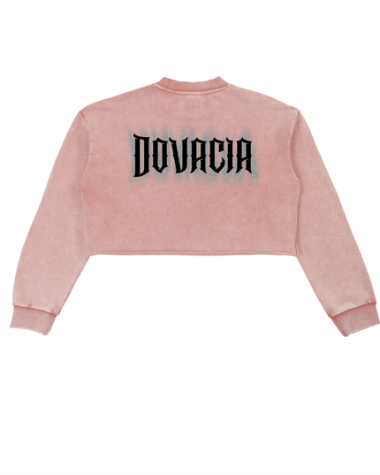 Snow Washed Raw Edge Cropped Sweatshirt