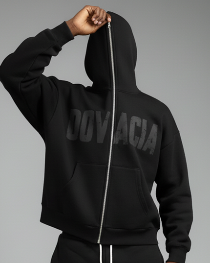 Fleeced Full-Zip Boxy Hoodie