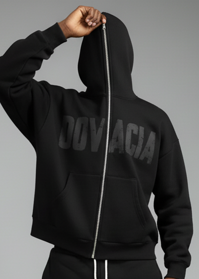 Fleeced Full-Zip Boxy Hoodie