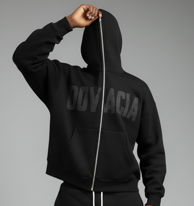 Fleeced Full-Zip Boxy Hoodie