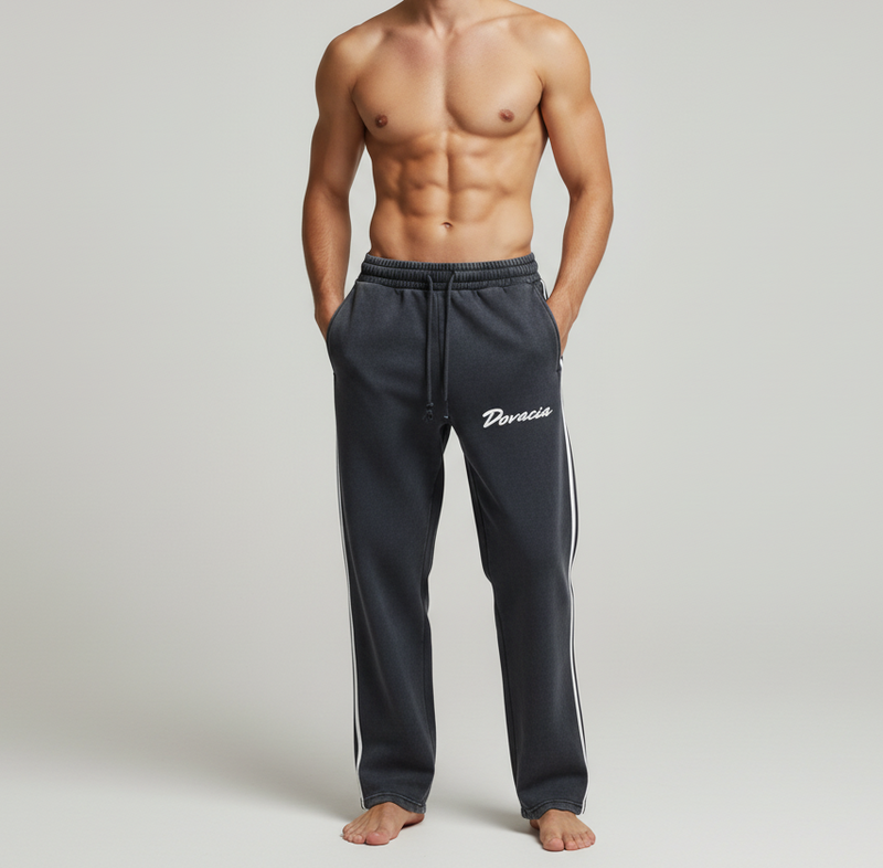 Snow Washed Contrast Tape Sweatpants Dovacia