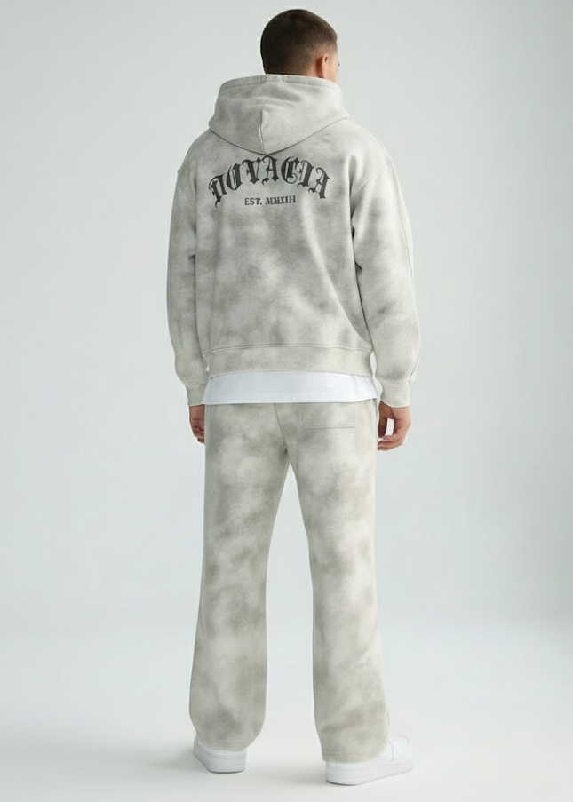 Dirty Washed Zip-Up Fleece Hoodie