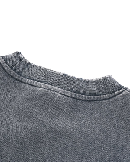 Snow Washed Raw Edge Cropped Sweatshirt