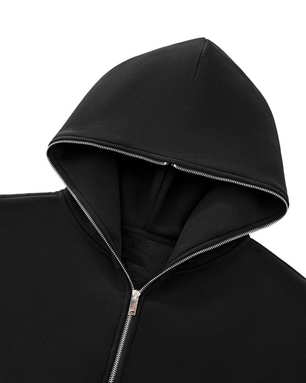 Fleeced Full-Zip Boxy Hoodie
