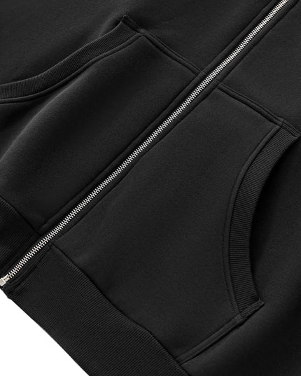 Fleeced Full-Zip Boxy Hoodie