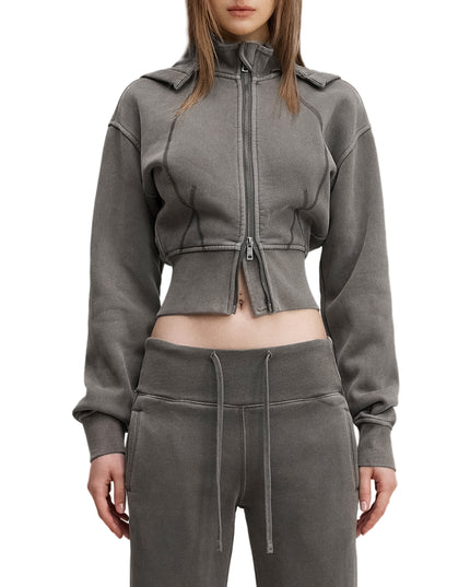Vintage Washed Cropped Fleece Hoodie