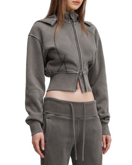 Vintage Washed Cropped Fleece Hoodie