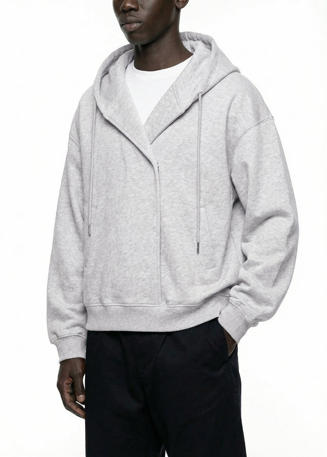 Boxy Button Placket Hoodie